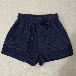 Soft terry cloth shorts in navy blue